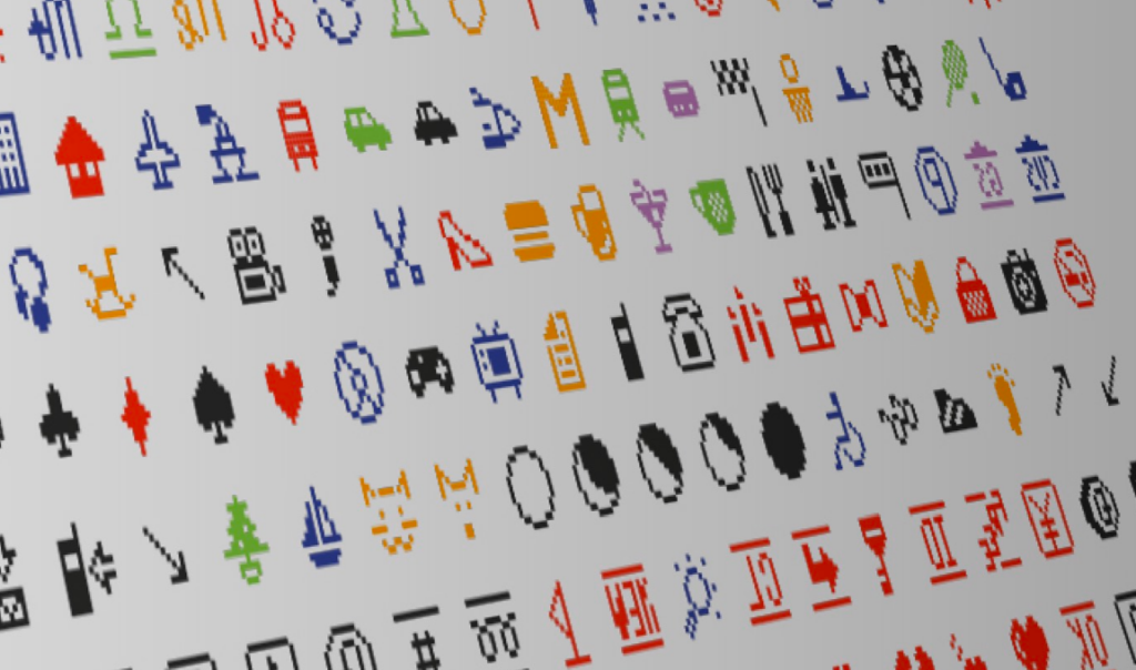 a set of old emojis created using pixels