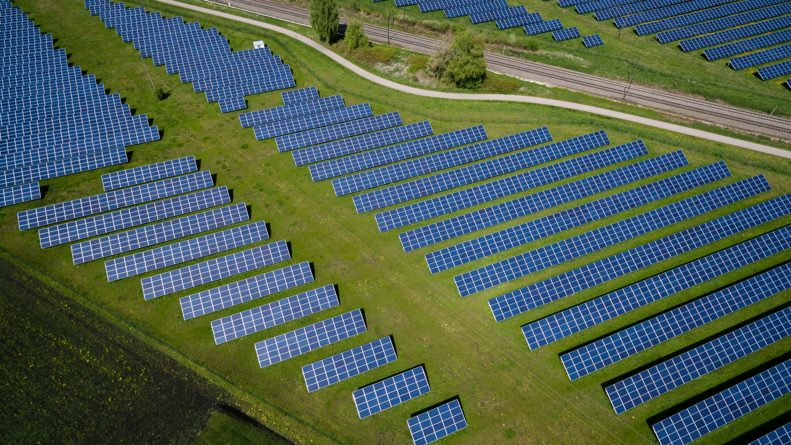 Solar panels field. One of the renewable energies NTT uses.