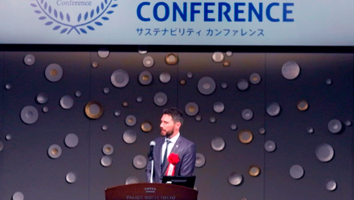 NTT DATA Belgium representative presenting the Smart Monitoring project at the Sustainability Conference