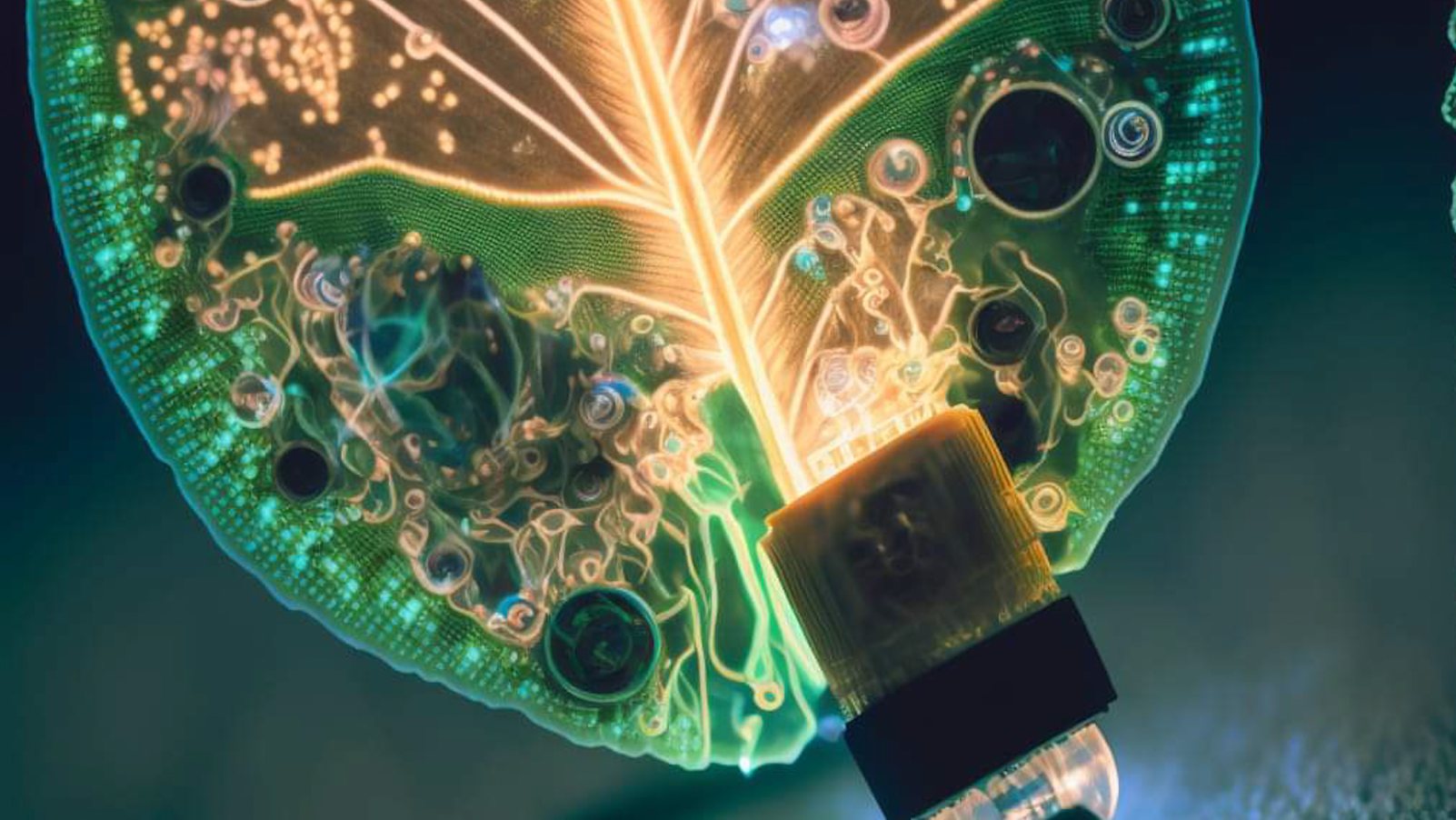 the circuits of a leaf-shaped microchip