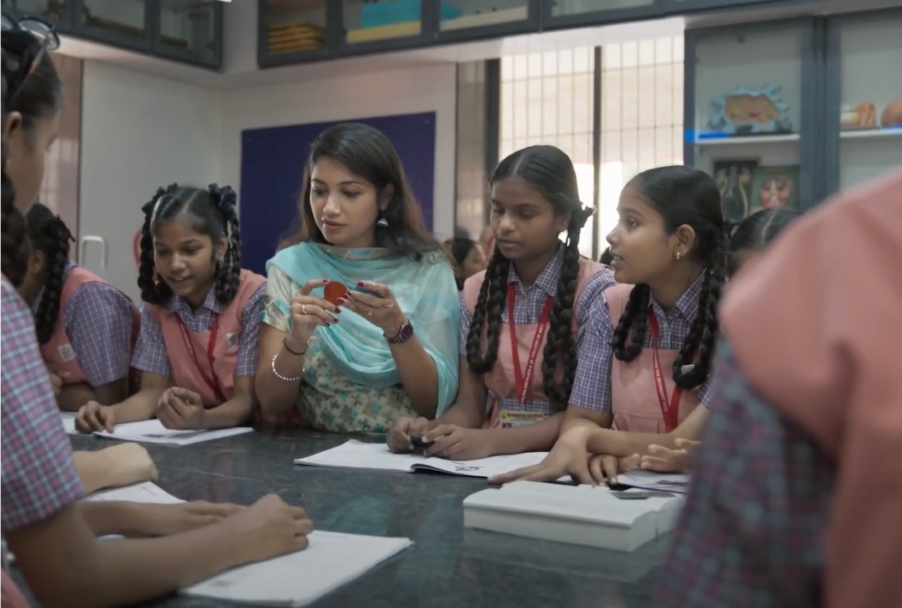 Indian girls at the NTT computing laboratory