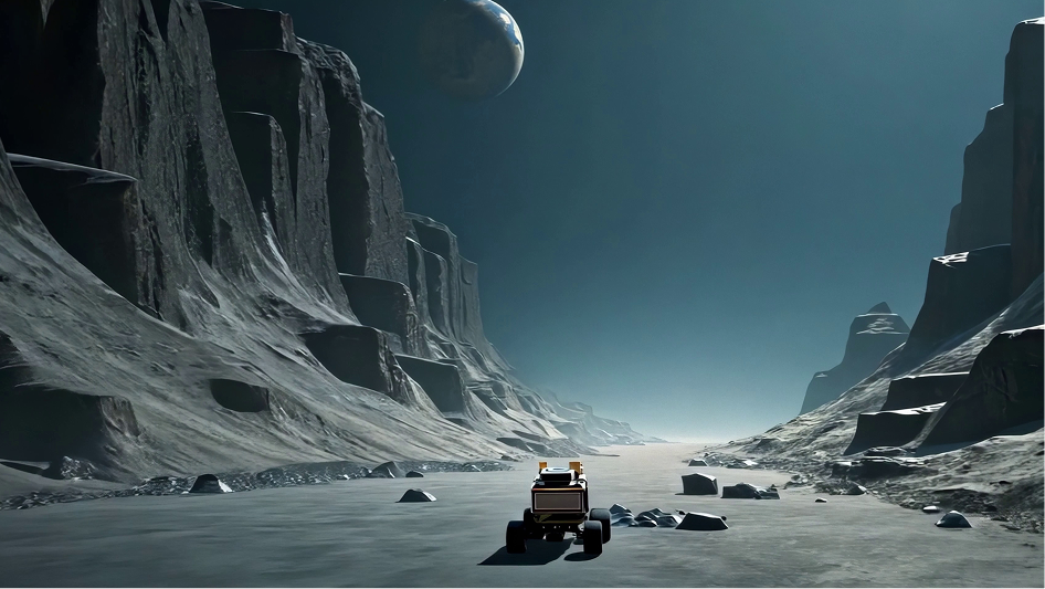 robotic lunar rover on the surface of the moon