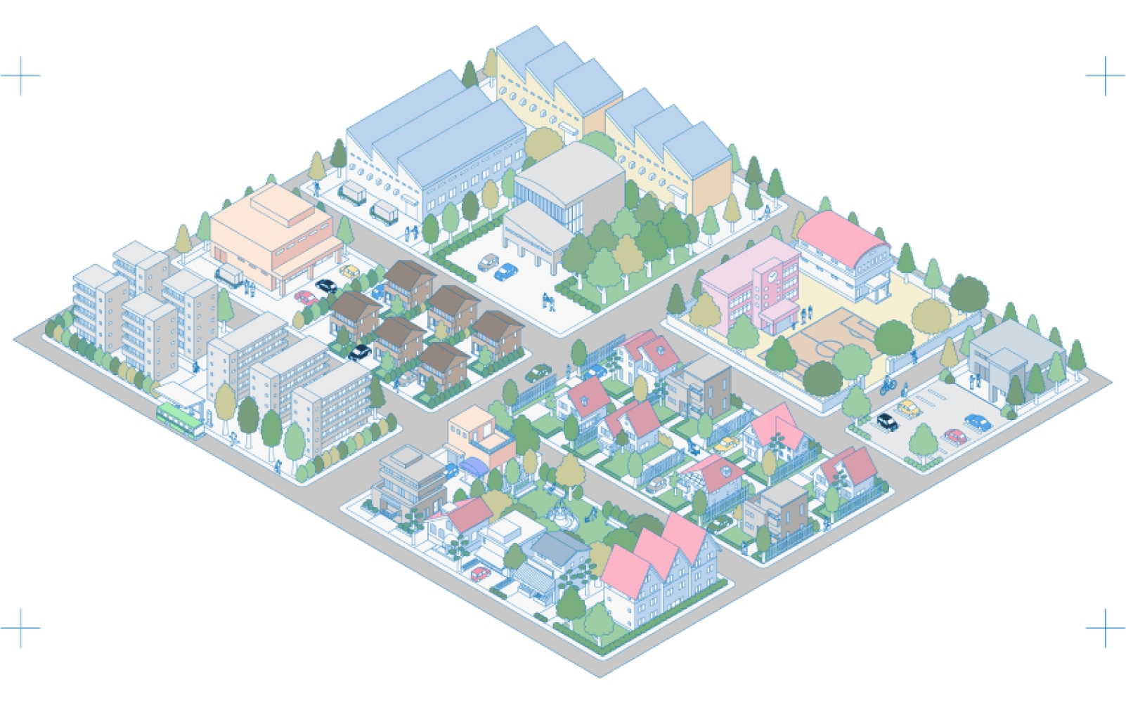 Illustration of a city, to showcase how technology can power progress and connect communities