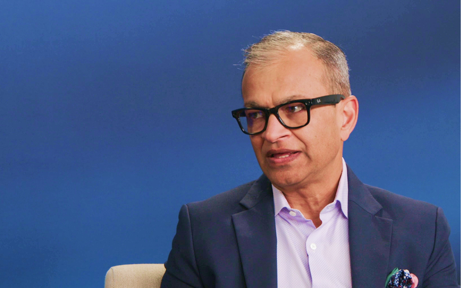 Sandip Gupta, responsible for developing NTT DATA's global strategic alliances, being interviewed