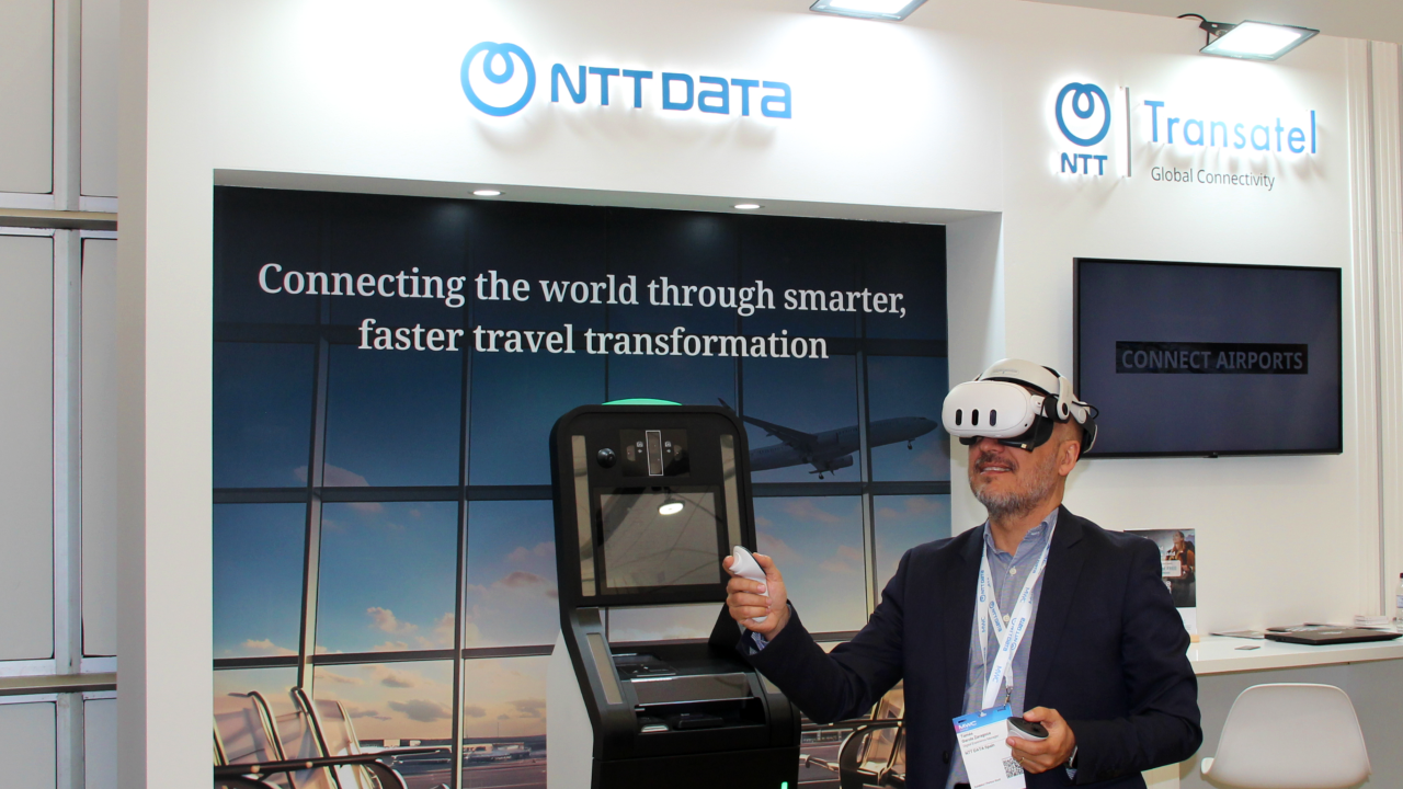 NTT DATA and Transatel area at Airport of the Future pavilion at MWC26